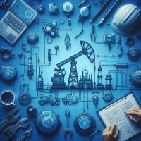 Petroleum Engineering in blue color with gradients, no people Petroleum Engineering in blue color with gradients, no people